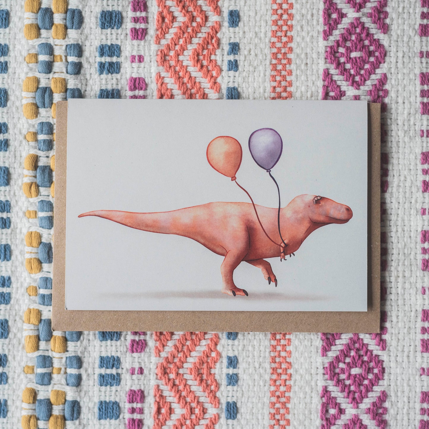 Balloon Tyrannosaurus rex Greetings Card