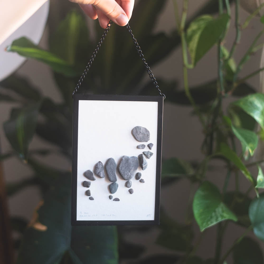 Framed Original Handmade Tyrannosaurus rex Mini Pebblesaur Artwork