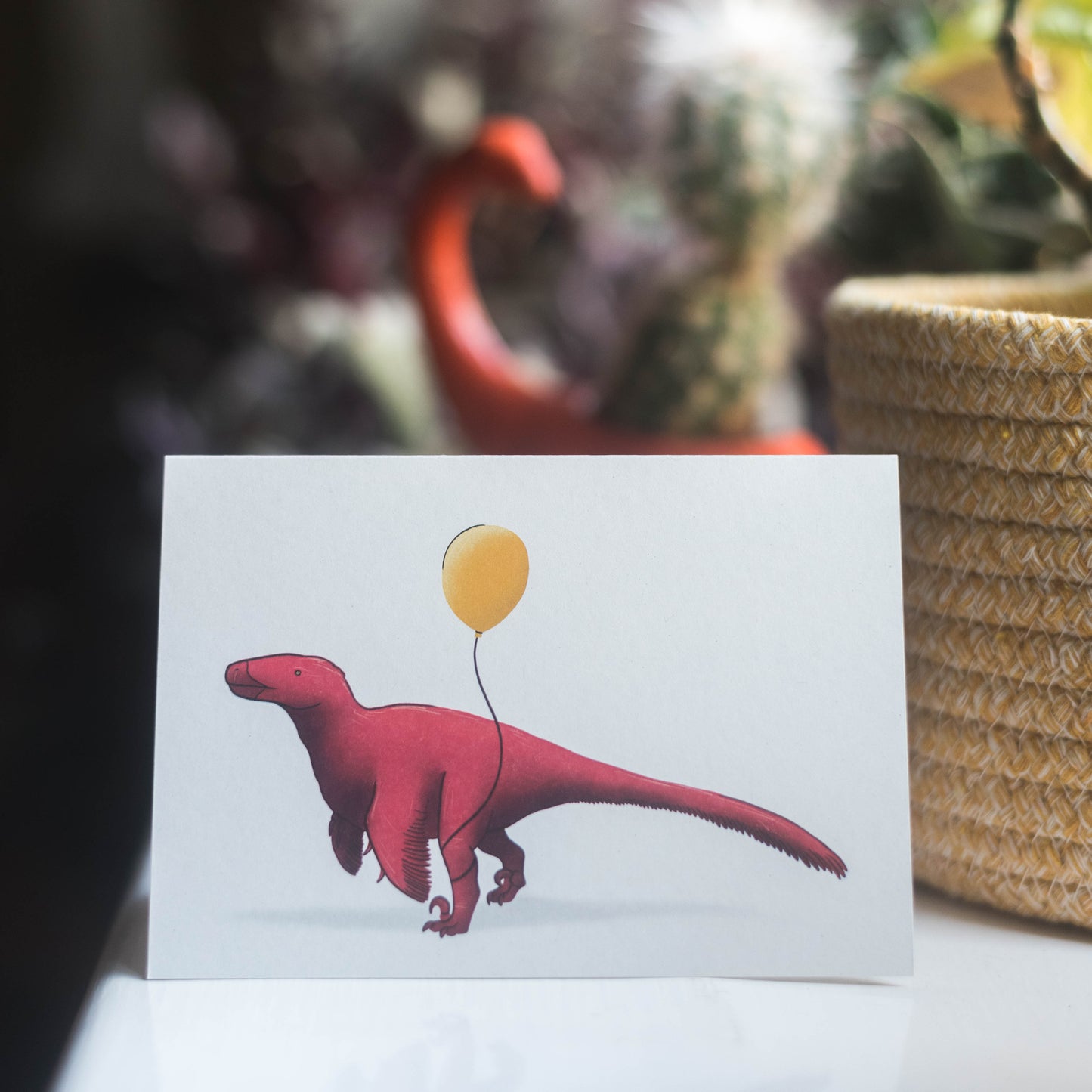 Balloon Utahraptor Greetings Card