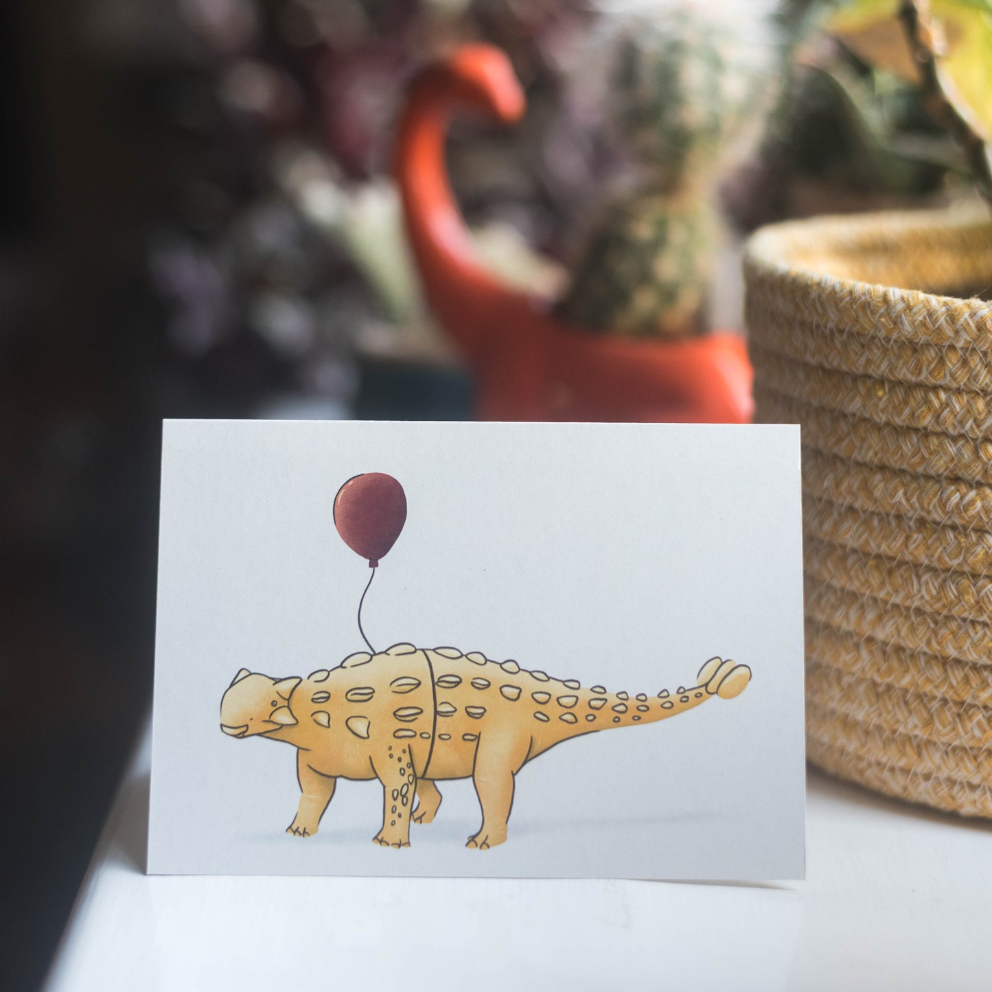 Balloon Ankylosaurus Greetings Card