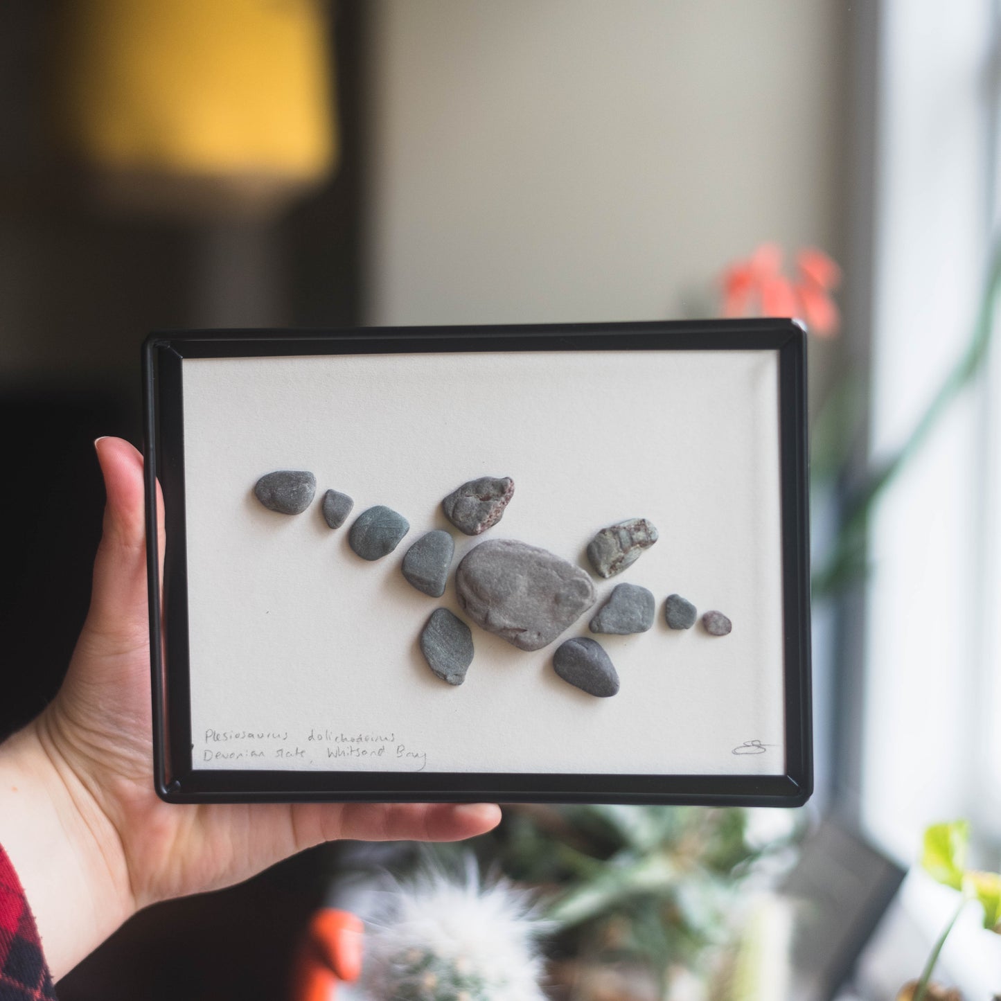 Framed Original Handmade Plesiosaurus Small Pebblesaur Artwork