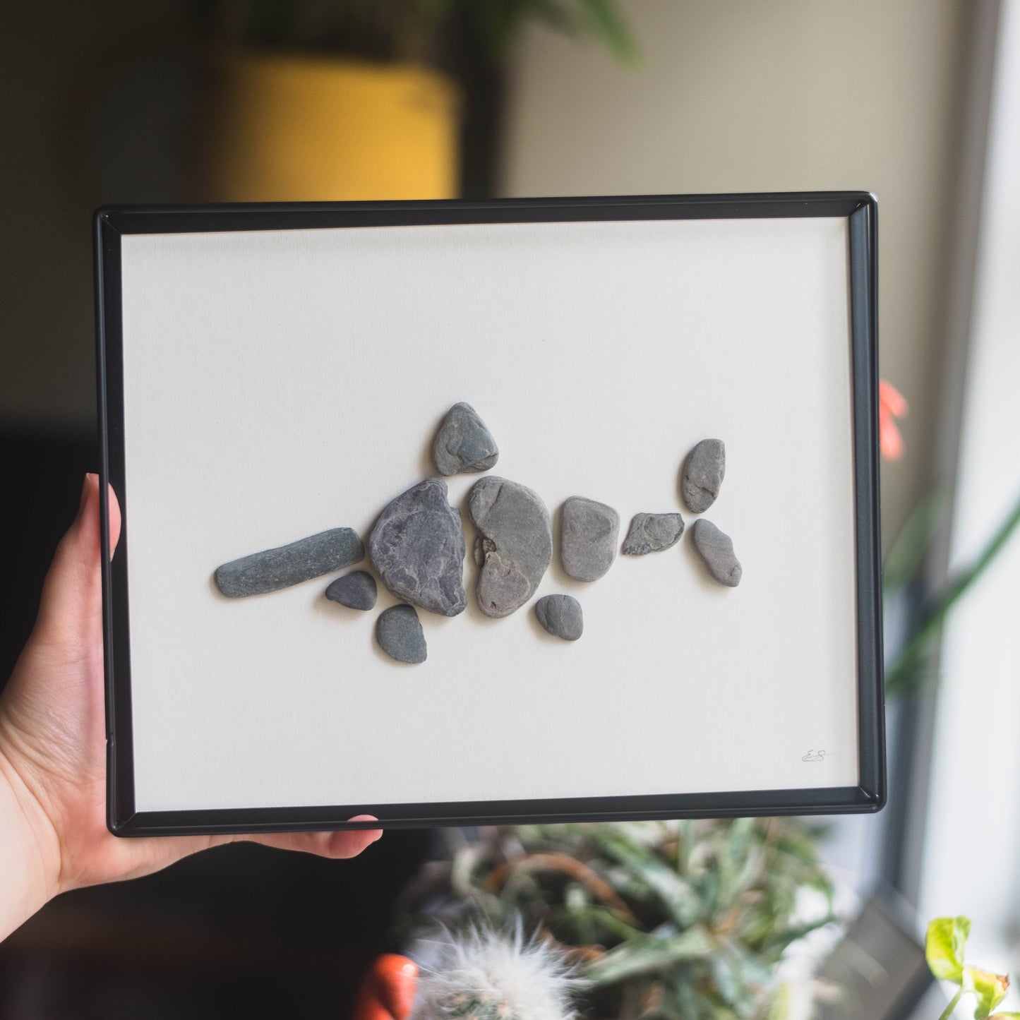 Framed Original Handmade Ichthyosaurus Medium Pebblesaur Artwork