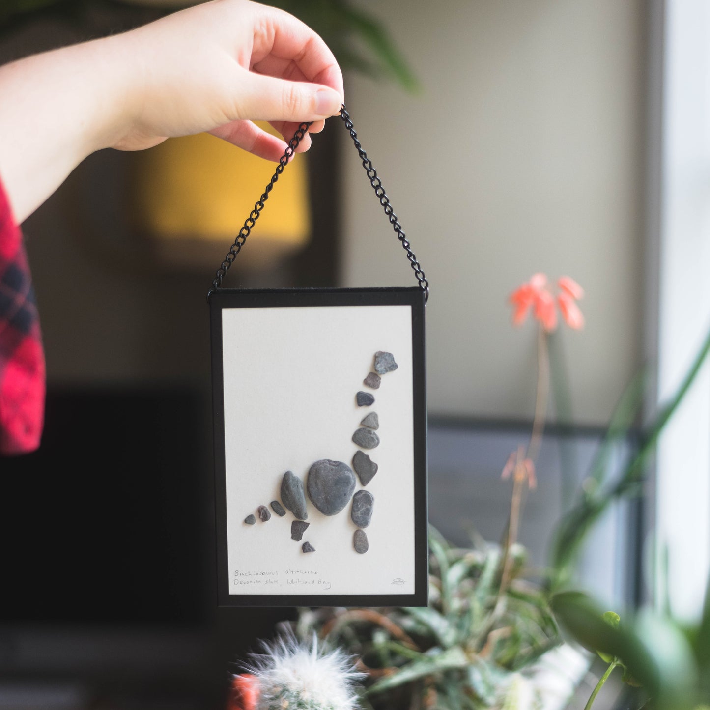 Framed Original Handmade Brachiosaurus Mini Pebblesaur Artwork