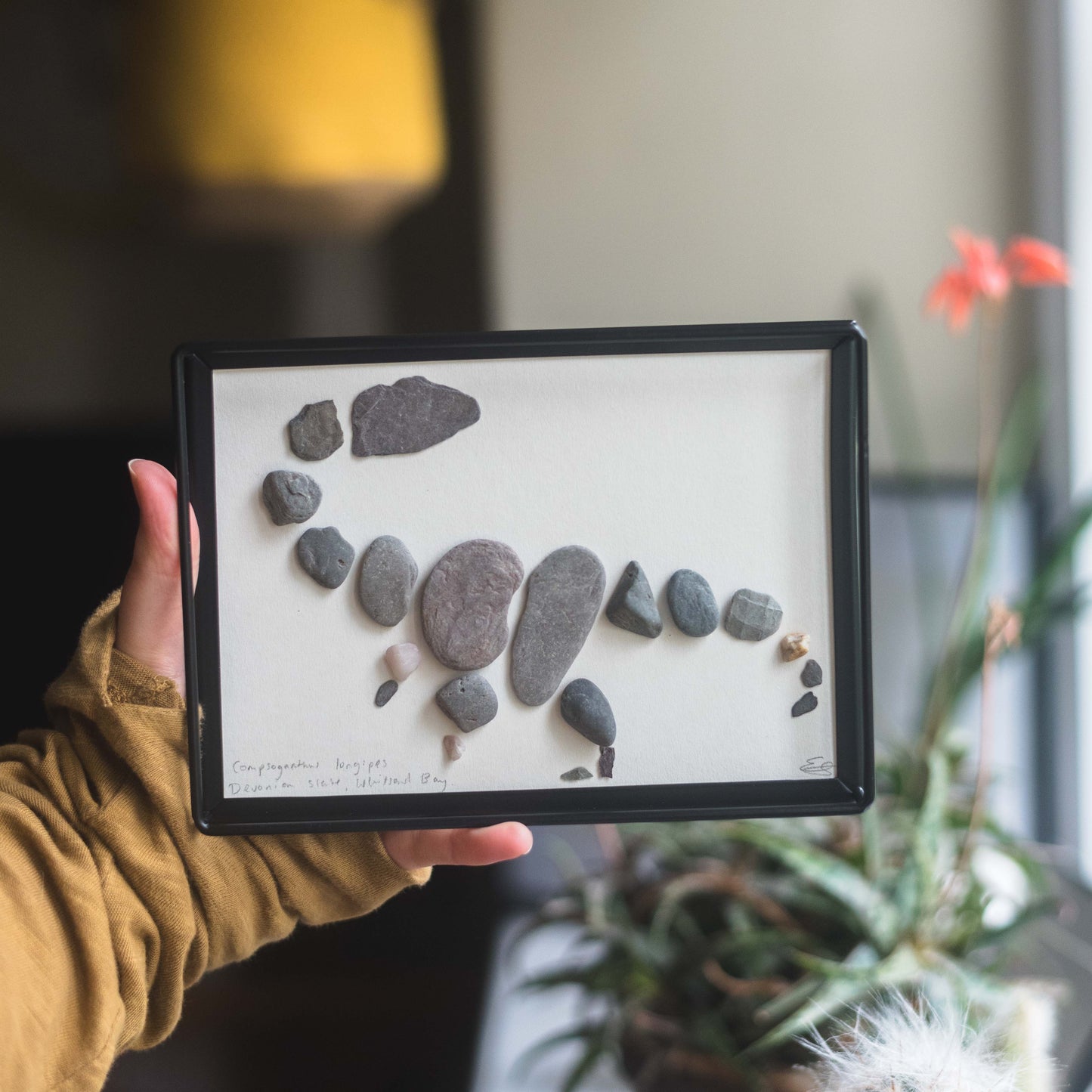 Framed Original Handmade Compsognathus Small Pebblesaur Artwork
