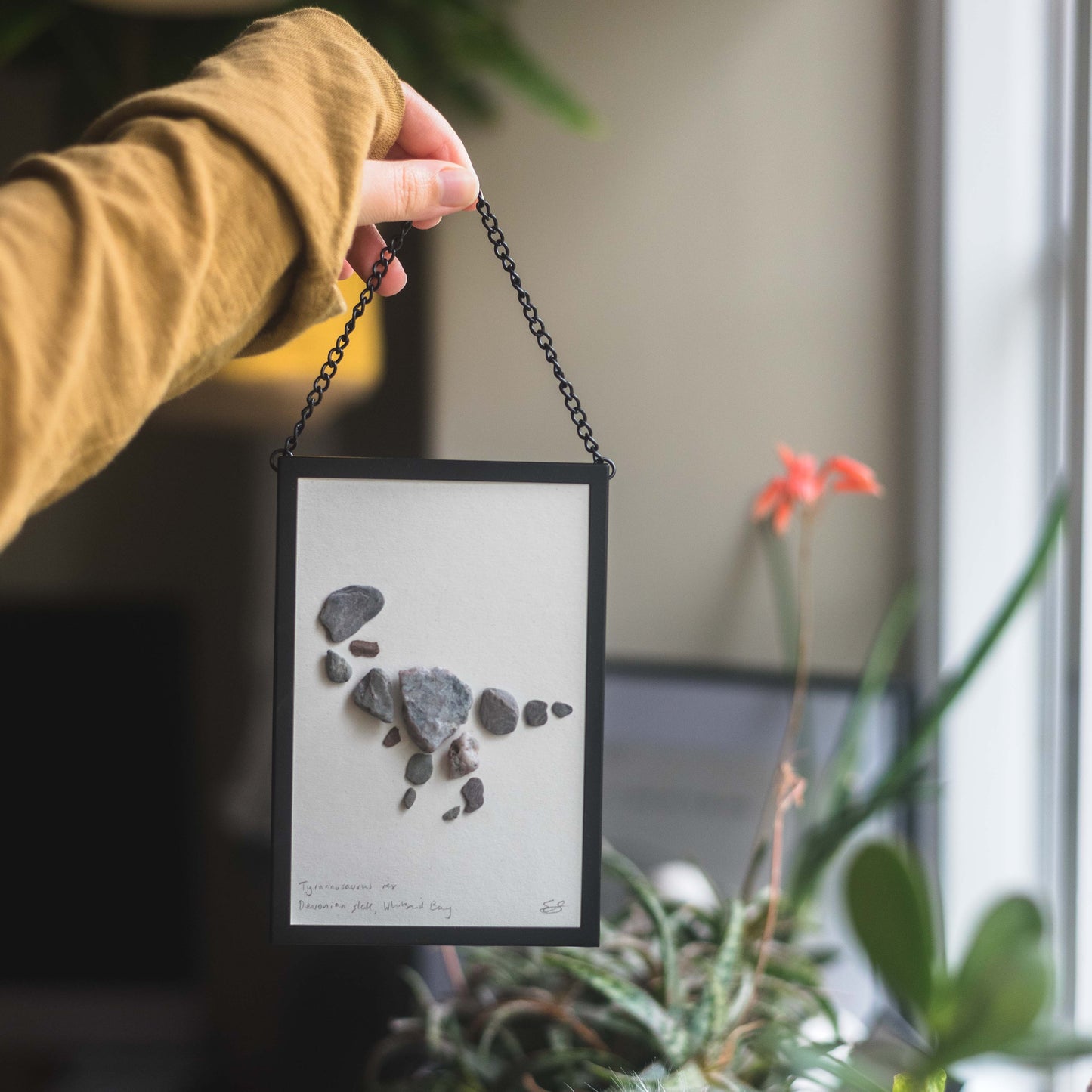 Framed Original Tyrannosaurus rex Mini Pebblesaur Artwork