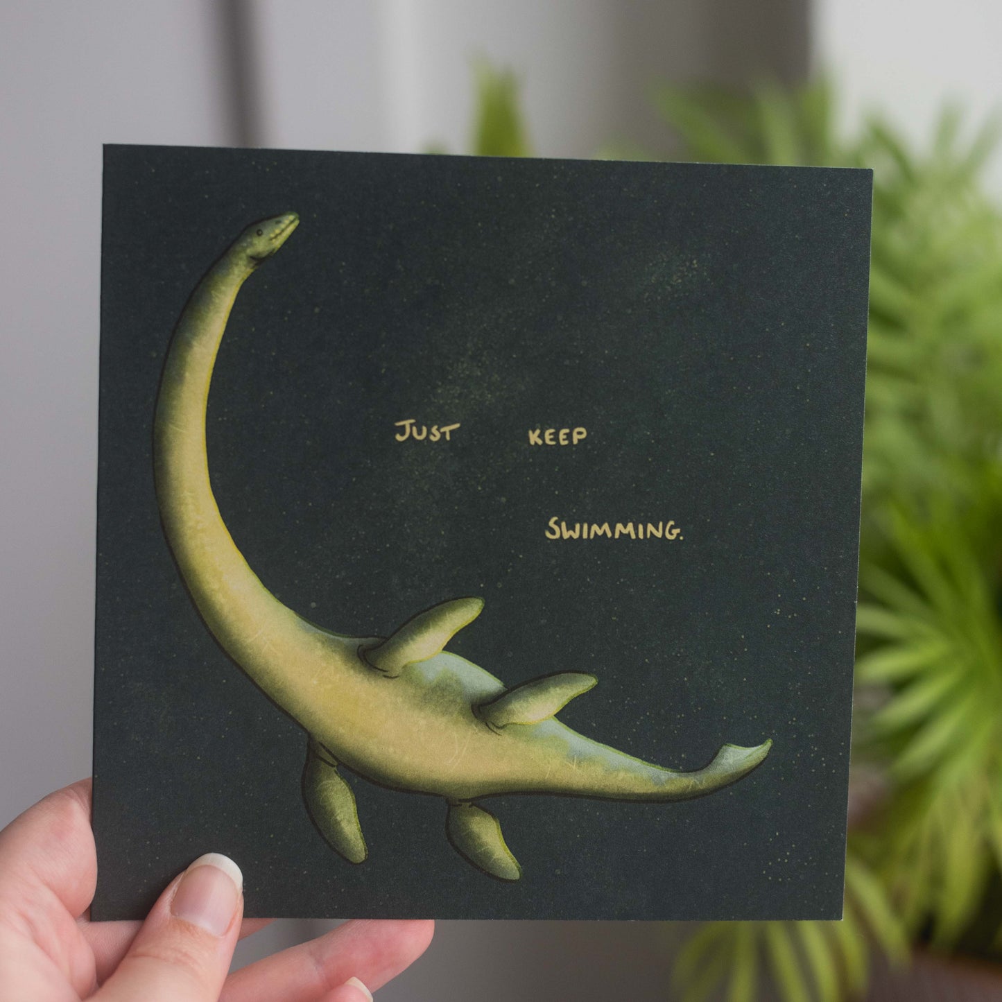 Elasmosaurus Just Keep Swimming Greetings Card