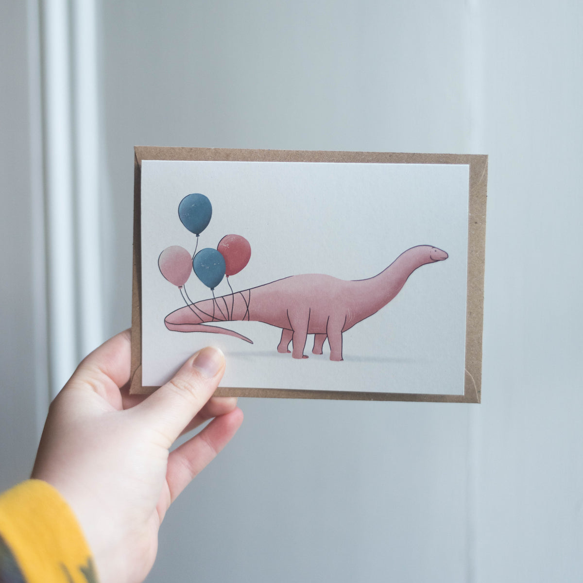 Brontosaurus Card Balloon Brontosaurus Greetings Card – The Cookieraptor