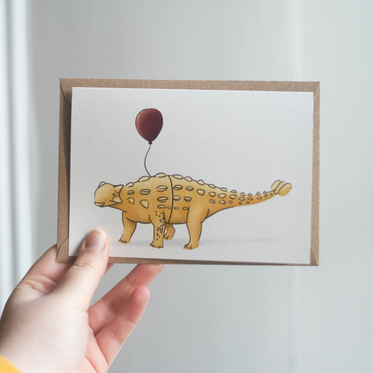Balloon Ankylosaurus Greetings Card
