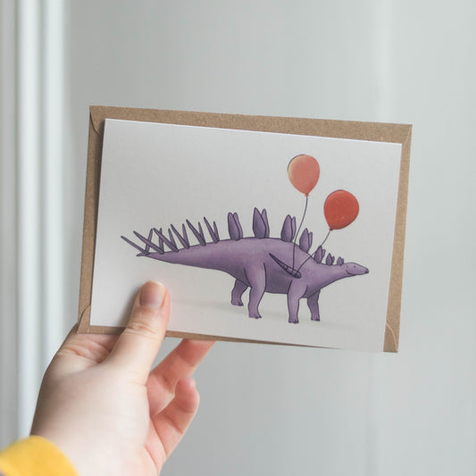 Balloon Kentrosaurus Greetings Card