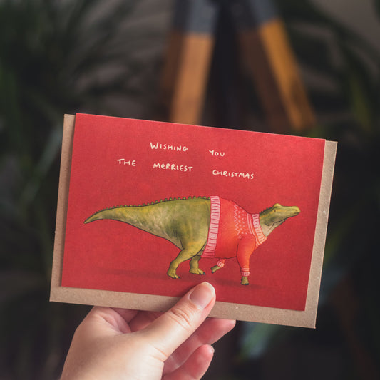 Christmas Jumper Edmontosaurus Greetings Card
