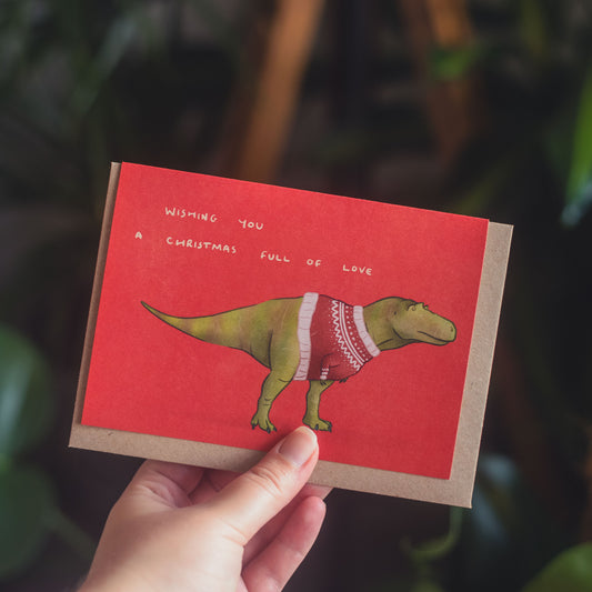 Christmas Jumper Albertosaurus Greetings Card