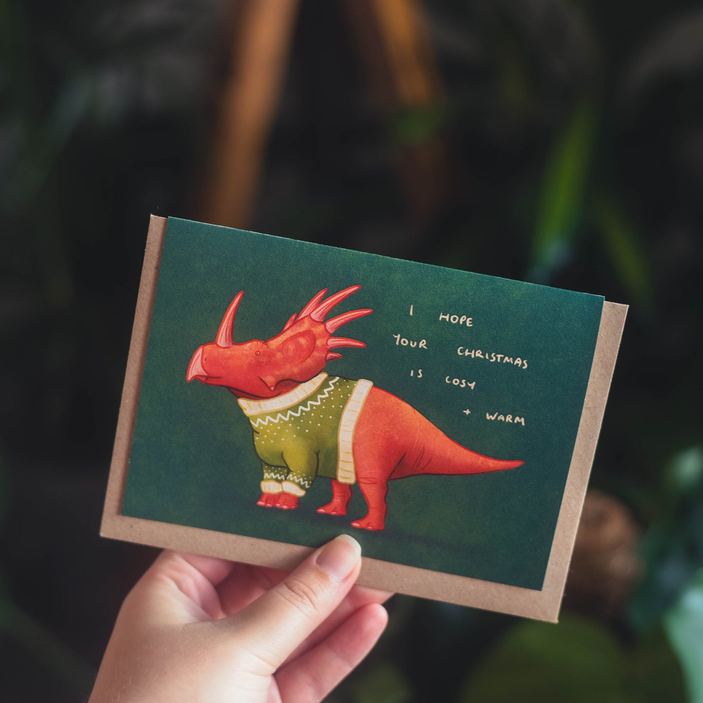Christmas Jumper Styracosaurus Greetings Card