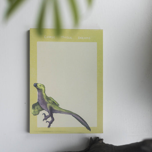 Dromaeosaurus Chase Those Dreams A6 Notepad