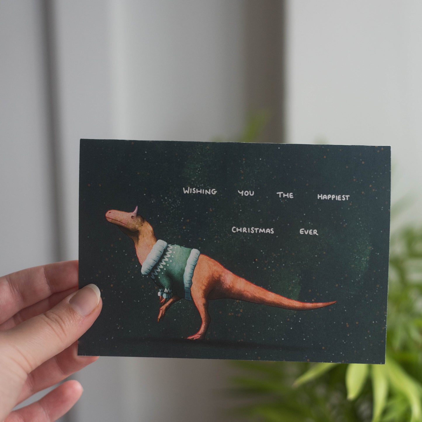 Christmas Jumper Cryolophosaurus Greetings Card