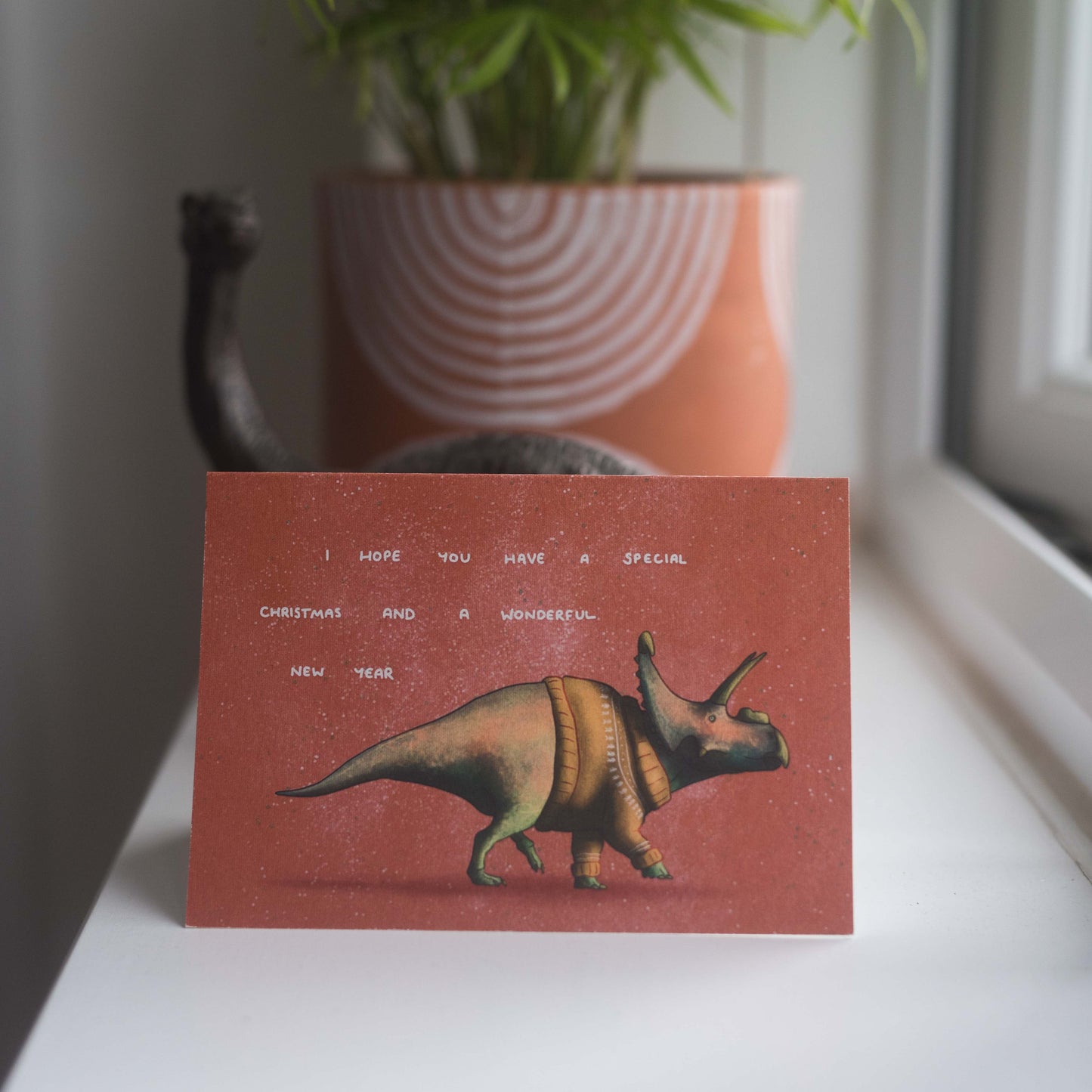 Christmas Jumper Albertaceratops Greetings Card