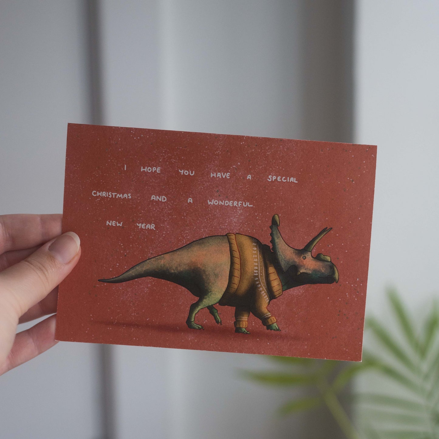 Christmas Jumper Albertaceratops Greetings Card